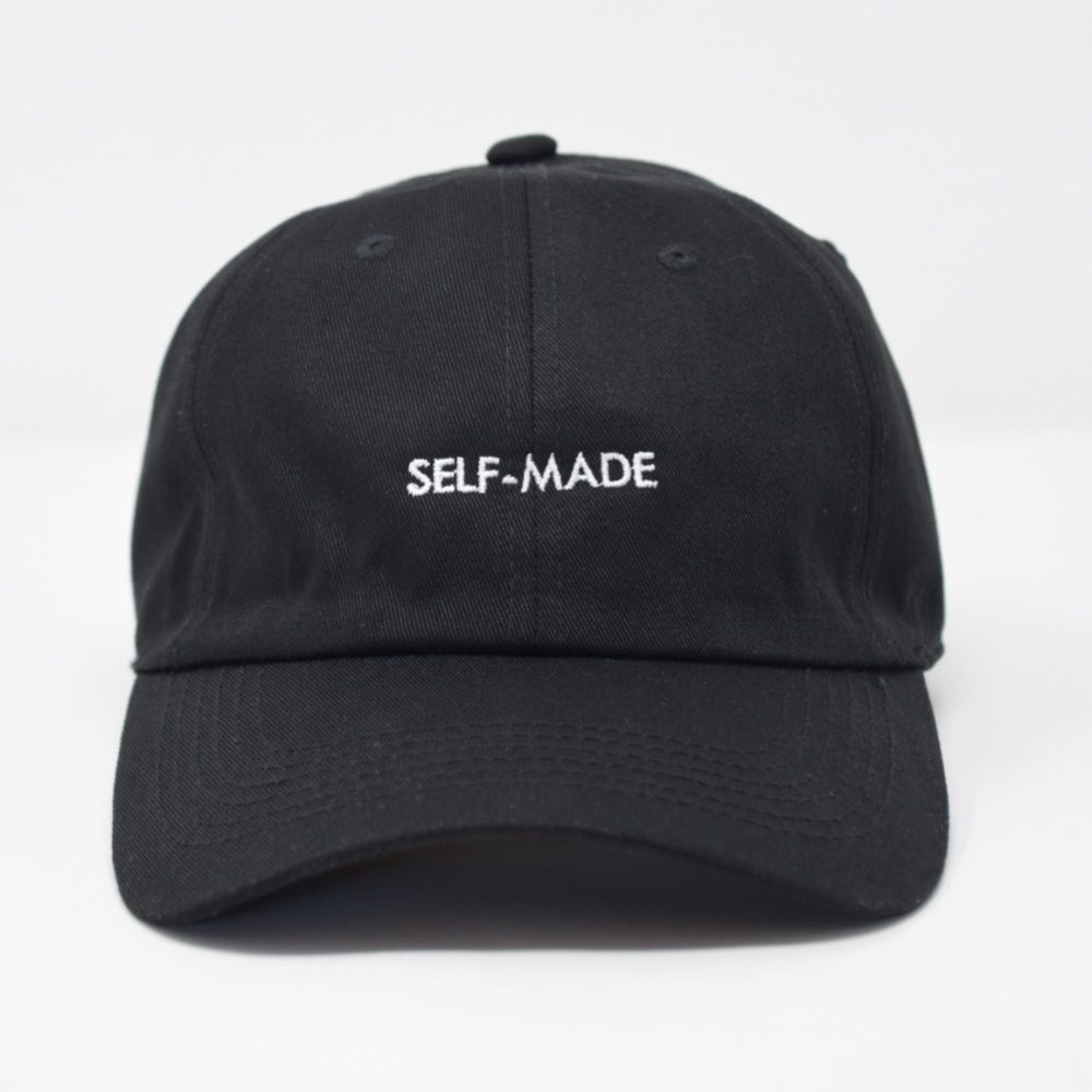 BLACK - Self-Made Embroidered 6 Panel Adjustable Baseball Dad Cap